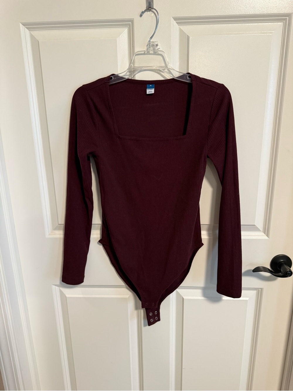 Old Navy Ribbed Long Sleeve Square Neck Bodysuit - Wine